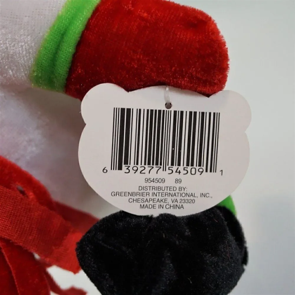 Greenbrier Cuddly Cousins Plush Stuffed Sitting Snowman Santa Clause Hat 9 Inch